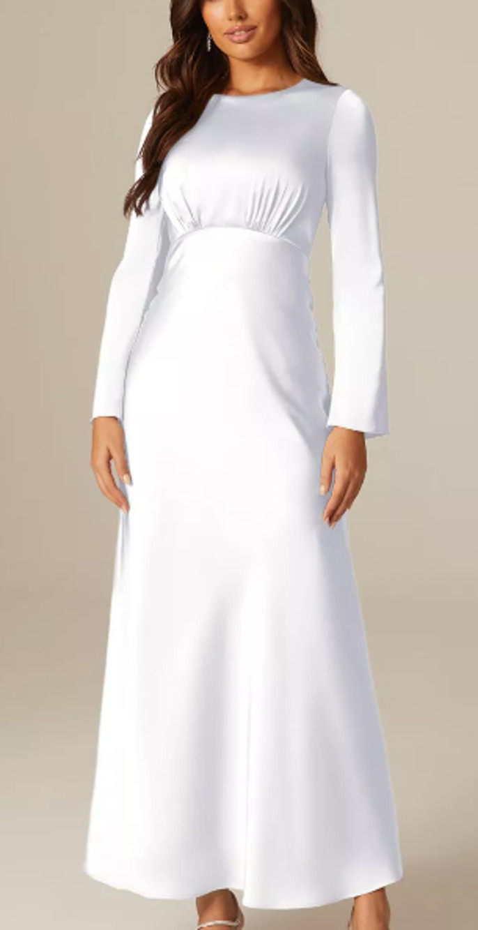 AW BRIDAL sz 0 XS white satin chameuse Ginevra formal party maxi dress NEW B22